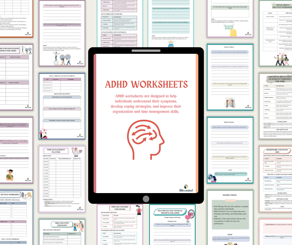 ADHD Worksheets – Digital Download (15 Sheets, 28 pages)