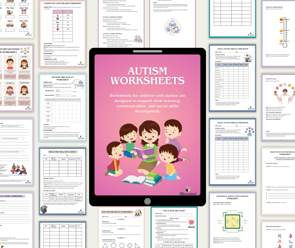 Autism Worksheets – Digital Download (15 Sheets, 30 pages)