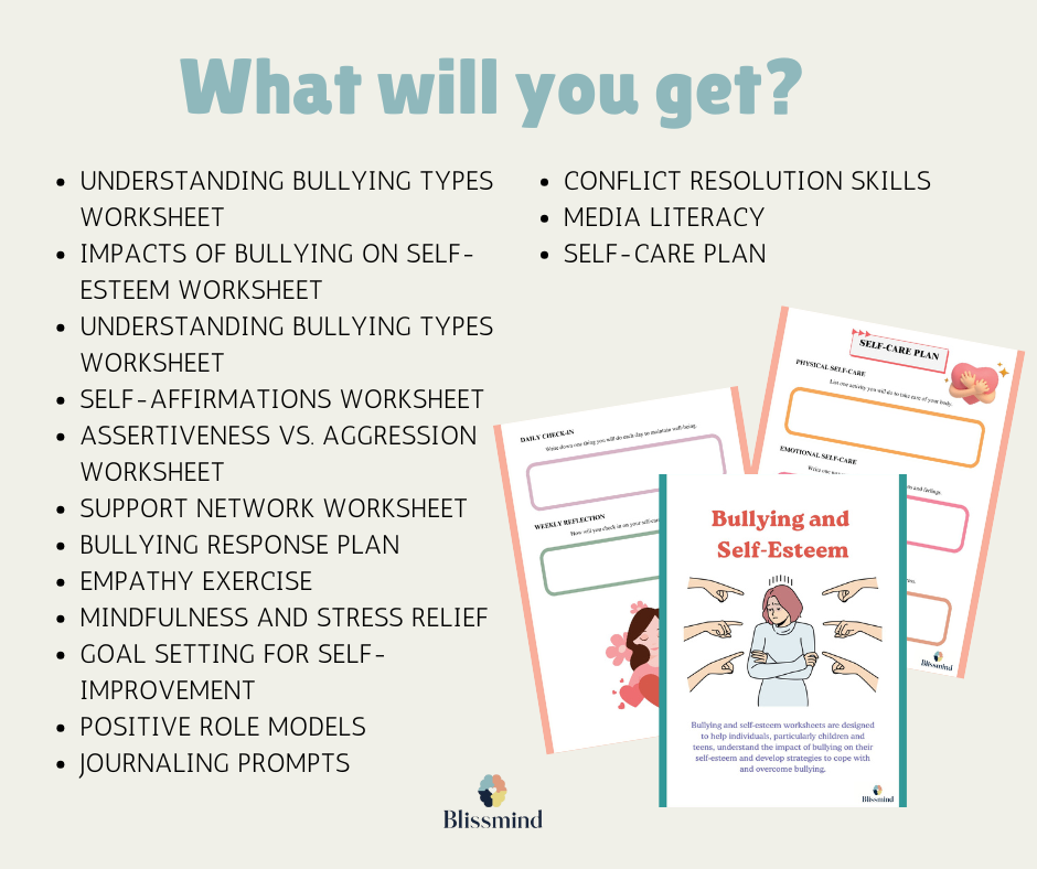 Bullying and Self-Esteem Worksheets for Teenagers: Digital Worksheet Set (15 Worksheets, 34 pages)