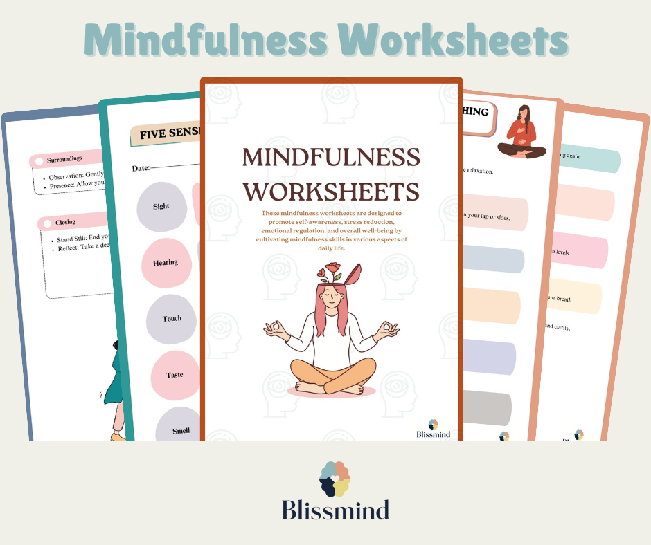 Mindfulness Worksheets: Digital Worksheet Set (15 Worksheets, 27 pages)