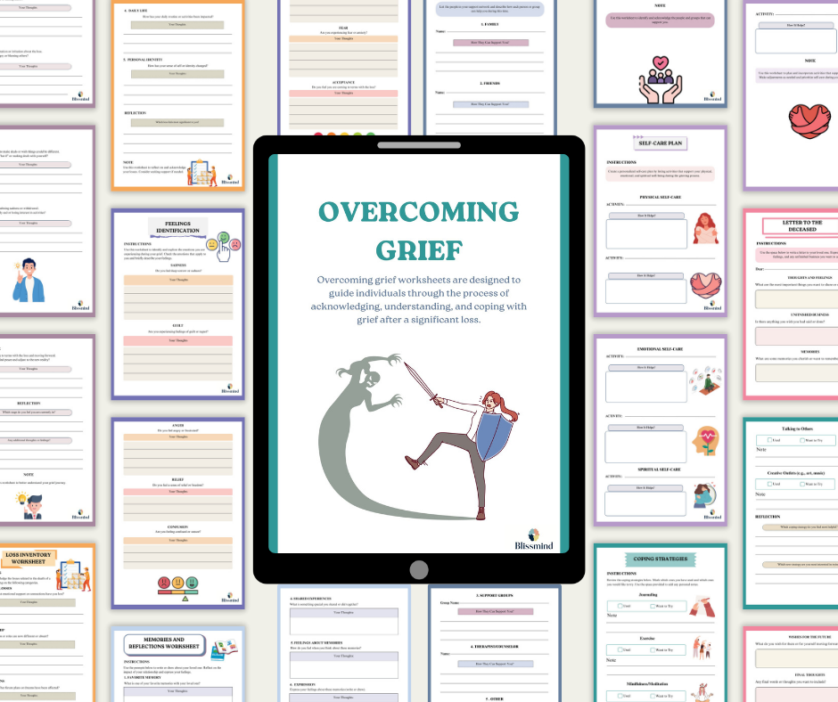 Overcoming Grief Worksheets: Digital Worksheet Set (15 Worksheets, 36 pages)