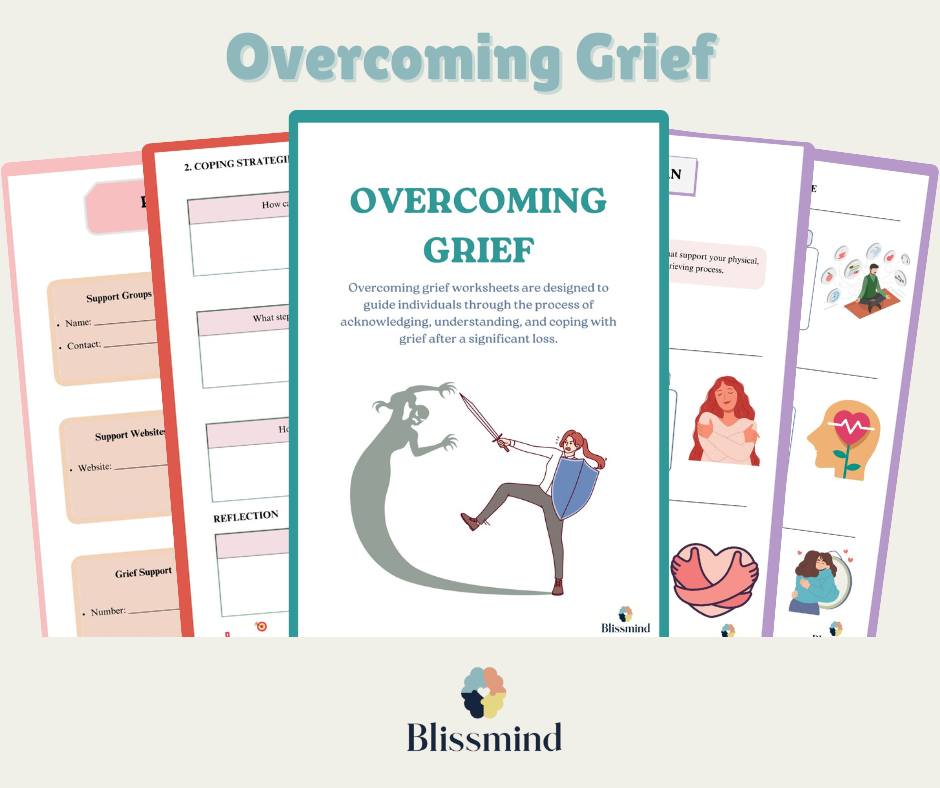 Overcoming Grief Worksheets: Digital Worksheet Set (15 Worksheets, 36 pages)