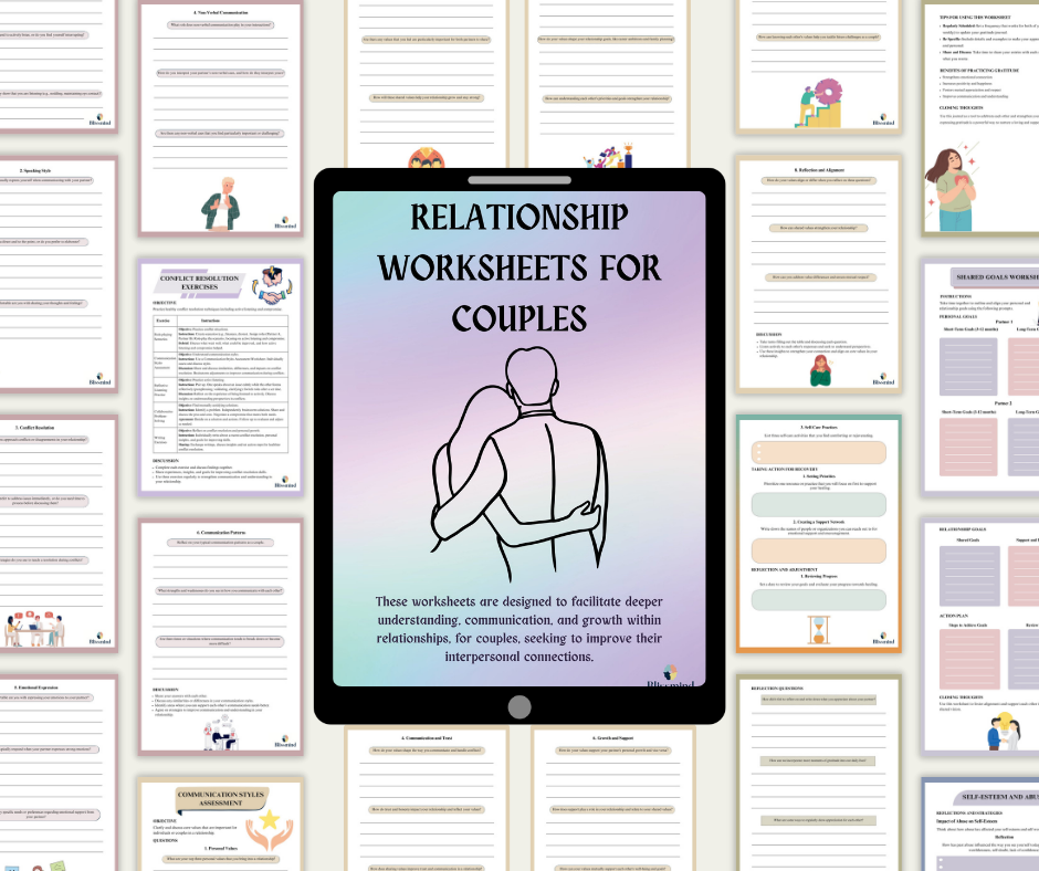 Relationship Worksheets for Couples – Digital Download (15 Sheets, 42 pages)