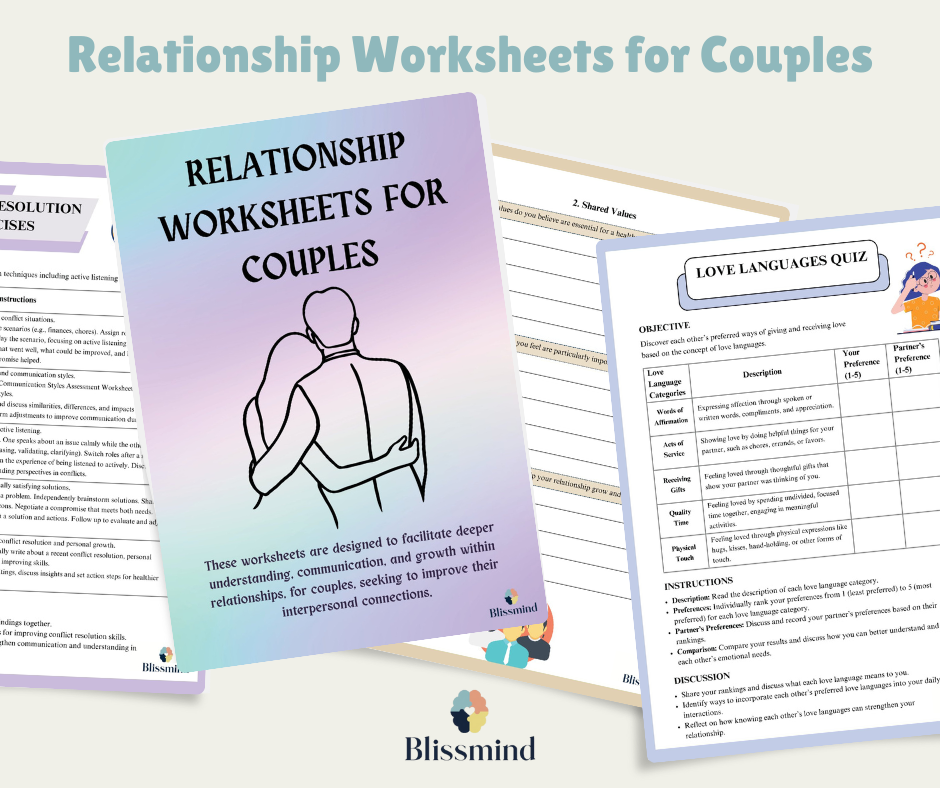 Relationship Worksheets for Couples – Digital Download (15 Sheets, 42 pages)