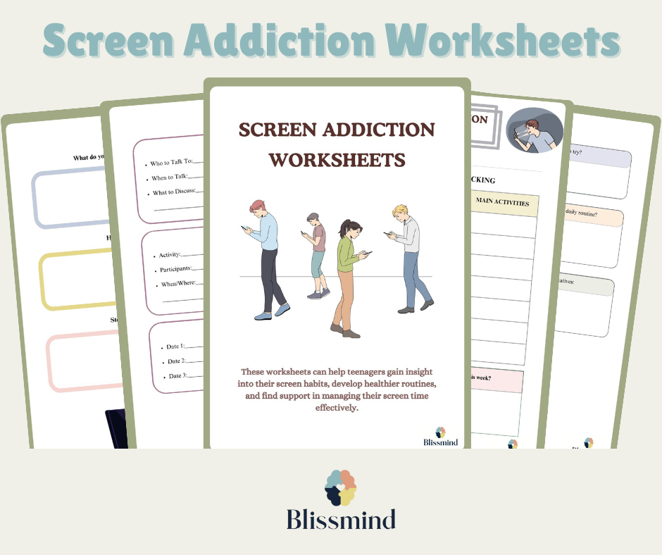 Screen Addiction Worksheets: Digital Worksheet Set (15 Worksheets, 31 pages)