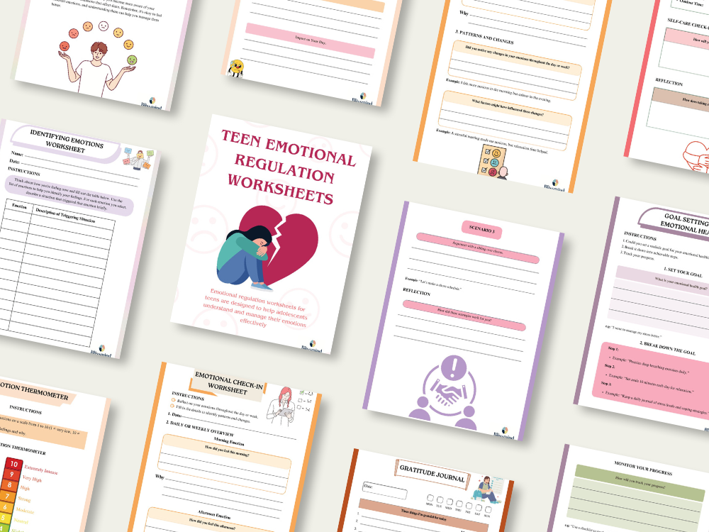 Teen Emotional Regulation Worksheets – Digital Download (15 Sheets, 30 pages)