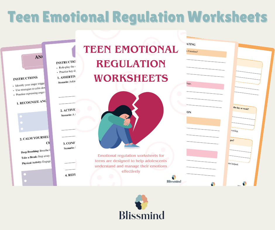 Teen Emotional Regulation Worksheets – Digital Download (15 Sheets, 30 pages)