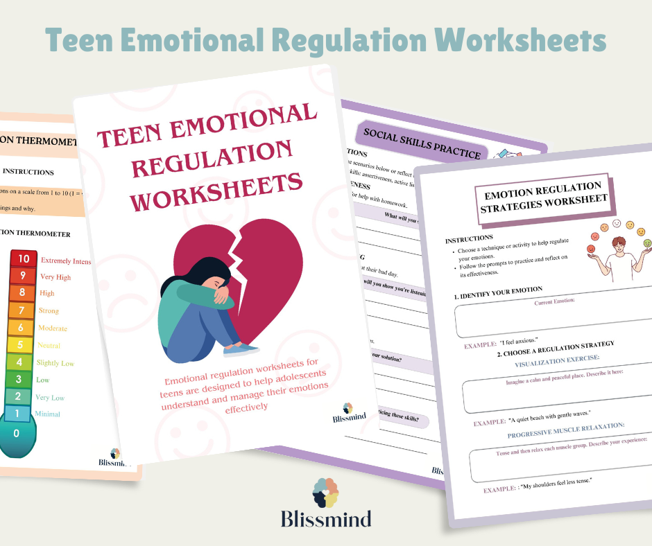 Teen Emotional Regulation Worksheets – Digital Download (15 Sheets, 30 pages)