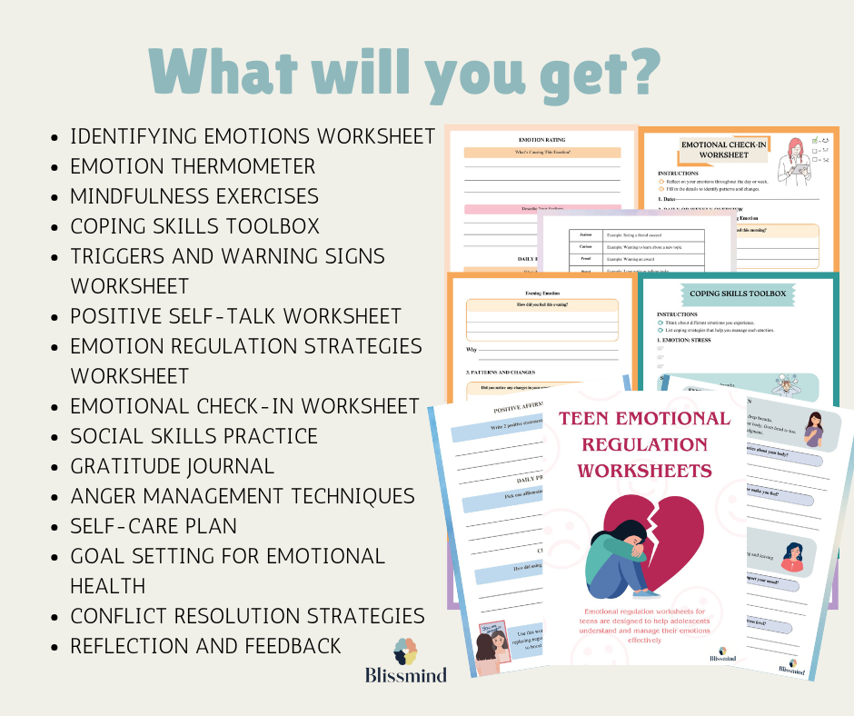 Teen Emotional Regulation Worksheets – Digital Download (15 Sheets, 30 pages)