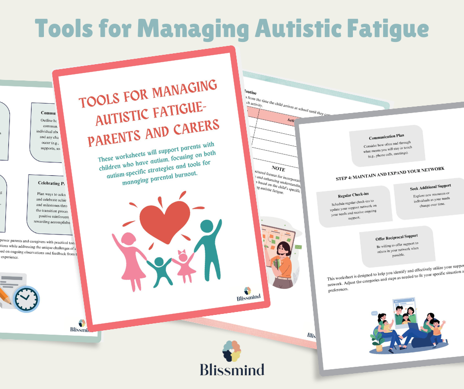 Tools for Managing Autistic Fatigue - Parents and Caregivers, Digital Download (15 Worksheets, 30 pages)