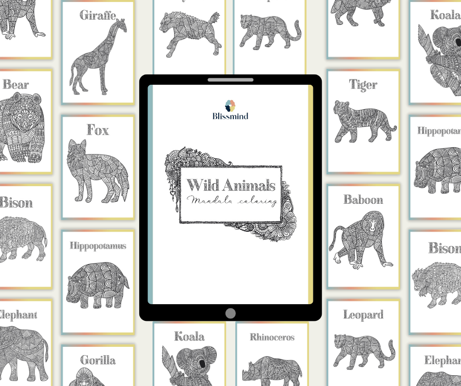 Animal Mandala Coloring (15 Sheets)